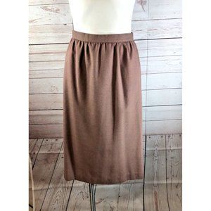Vintage MALOUF Womens Size 10 Pencil Skirt Mauve Brown Zip Back Polyester Rayon